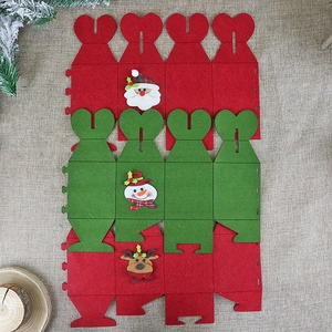 Foldable Christmas felt gift bags featuring Santa, snowman, and reindeer festive designs
