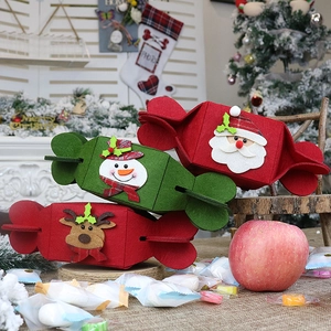 Christmas Candy Gift Bags Felt Non-Woven Santa Snowman Reindeer Candy Shaped Foldable Party Favor Containers