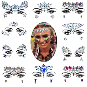 Face gem stickers set with various colorful resin rhinestones for masquerade makeup