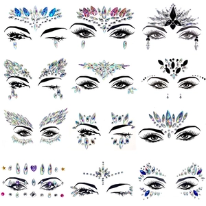Face Gems Sticker Iridescent Rhinestone Jewels Self Adhesive For Music Festival Rave Party Masquerade Body Art Decoration