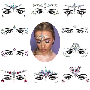 Face jewel stickers with colorful crystal gems for festivals and masquerade makeup