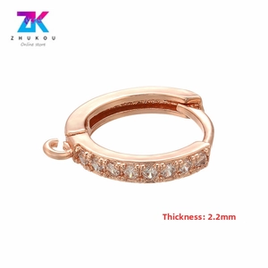Detail of rose gold micro-pave zircon hoop earring with a 2.2mm thickness pendant loop