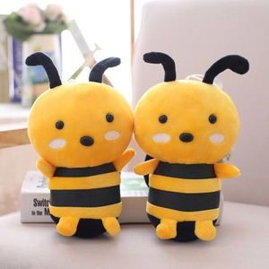 Cute Bee Plush Toy Soft Stuffed Animal Doll Yellow Black Striped Soft Short Plush Decorative Birthday Gift For Kids