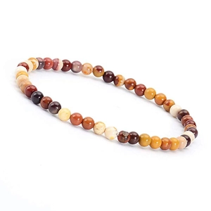 Detailed macro view of 4mm natural stone beaded bracelet with earth-toned tiger eye gems