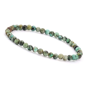 Detailed view of 4mm natural tiger eye stone beads on an elastic turquoise bracelet