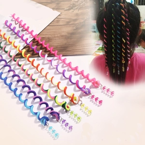 Colorful Spiral Hair Braiding Tool DIY Styling Accessories For Kids Girls Hair Braids Decoration With Beads