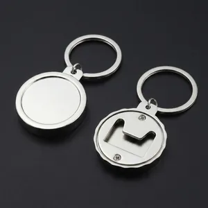 Detailed view of polished nickel-plated zinc alloy beer bottle opener keychain