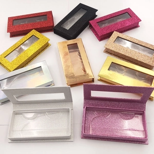 Scatole per ciglia con finestra trasparente in vari colori glitterati e metallizzati