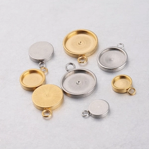 Stainless Steel Round Pendant Bezel Trays Blank Cabochon Base Settings For DIY Jewelry Making