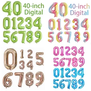 Number Foil Balloon Aluminum Mylar Metallic Gradient For Birthday Party Wedding Decoration Anniversary Celebration