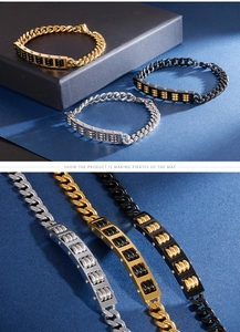 Macro detail of three-color abacus charm bracelets with thick cuban chains in steel