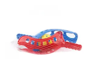 Detailed scoop ball set featuring red and blue rackets with a yellow ball in mesh bag