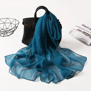 Women's Solid Color Georgette Scarf Lightweight Chiffon Shawl For Dance Performance Sun Protection Fashion Scarf Top