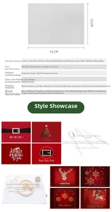 Detailed size chart and parameter table for Christmas linen heat-resistant placemats