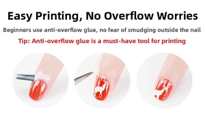 Macro detail of peel-off nail latex barrier application for clean Christmas stamp art