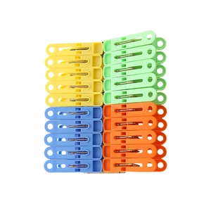 Set of 20 durable windproof plastic laundry clips in yellow, green, blue and orange