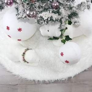 Jupe de sapin de Noël en peluche blanche avec texture fausse fourrure pour décorations