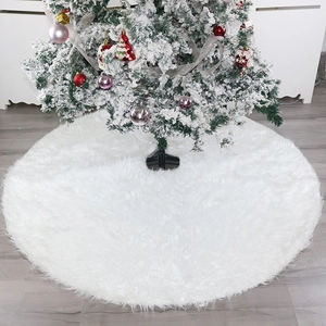 Jupe de sapin de Noël blanche en fausse fourrure pelucheuse pour décoration de fête