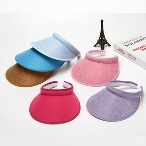 Summer open top sun hats in various colors with woven texture for beach sun protection