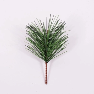 Artificial green pine needles branch with brown twisted stem for Christmas decor