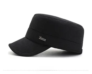 Side view of wool winter cadet cap with a metallic Vashion emblem for men