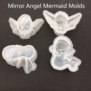 Angel Mermaid Silicone Mold DIY Resin Mirror Surface Plaster Soap Crafting Tools Flexible Handmade Jewelry Making