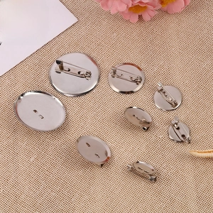 Round Metal Brooch Base Pin Backs Silver Alloy Flat Disc Badge Trays DIY Jewelry Making Findings Accessories