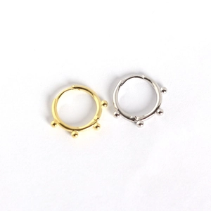 Minimalist S925 sterling silver hoop earrings with tiny beads in gold and silver finish