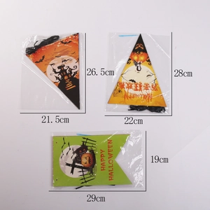 Detailed dimensions of Halloween paper banners featuring Happy Halloween pumpkin designs