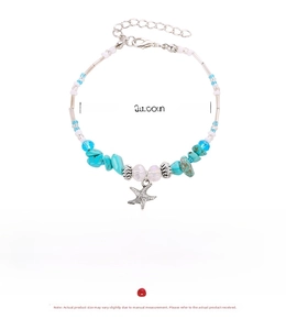 Tableau des tailles détaillé pour bracelet de cheville étoile de mer perles turquoise