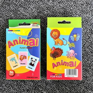Set of 36 animal flash cards for kids in colorful boxes for early childhood education