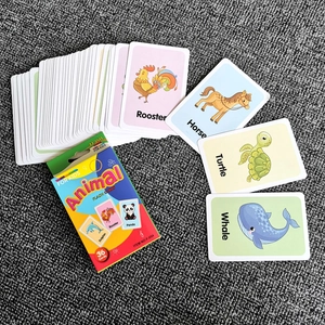 Set of 36 animal flash cards for kids early learning with colorful box and cards
