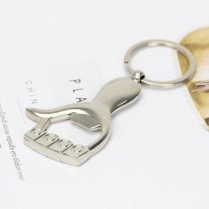 Creative thumb palm metal keychain bottle opener with a silver polished zinc alloy finish