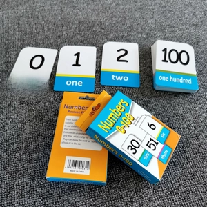 Macro view of numbers 0-100 flash cards for kids with rounded corners for safe learning