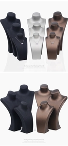 Portrait jewelry display bust stand with brushed texture for necklaces and pendants