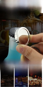 Close-up of portable stainless steel bottle opener showing ergonomic lever design