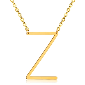 Detail of 18K gold-plated stainless steel necklace with capital letter Z pendant