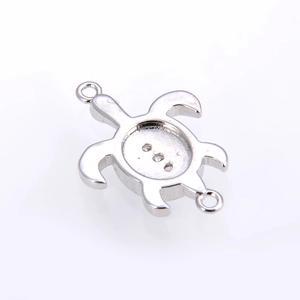 Silver turtle zircon jewelry connector with opal base for DIY bracelet making