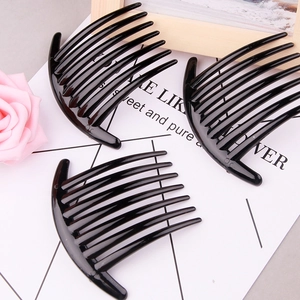 Three high-quality black 7-tooth plastic hair side combs for DIY handmade hair styling