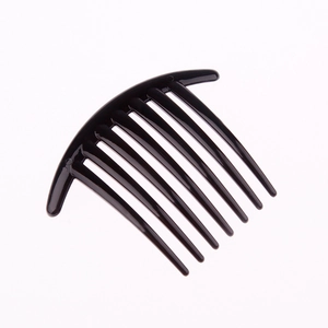 7-tooth glossy black plastic hair comb for DIY hair accessories and styling