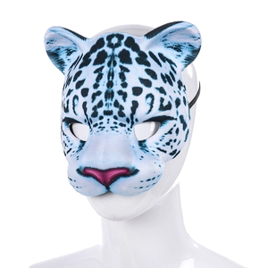 Blue and white snow leopard EVA half-face animal mask for Mardi Gras cosplay parties