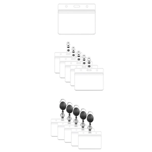 Set de tarjetero de PVC transparente impermeable con clips y carretes para tarjetas.