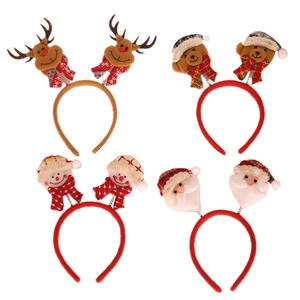 Set of four Christmas headbands featuring Santa, Snowman, Reindeer, and Bear on white background
