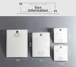 Detailed dimensions of PVC jewelry display cards with Silver S925 logo for rings