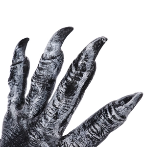 Detailed macro view of black textured werewolf claws with sharp white tips for Halloween