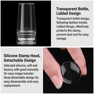 Clear silicone nail stamper tool set with scraper for professional DIY manicure art