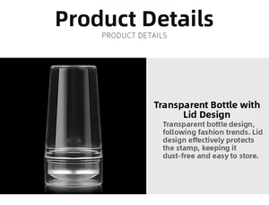 Clear silicone nail stamper tool with protective lid and transparent cylinder body