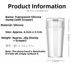 Detailed size specifications for clear silicone nail art stamper and scraper set tool