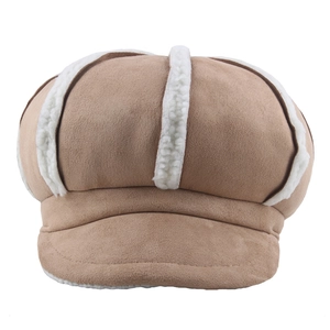 Cappello newsboy caldo da donna in pelle scamosciata con lana d'agnello