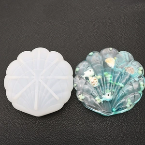 Shell shaped silicone mold and resin storage box with marine themed decorations